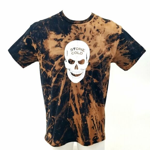 STONE COLD STEVE AUSTIN Acid Wash, Distressed Skull Logo Wrestling Tee Rap Tee - Picture 1 of 5